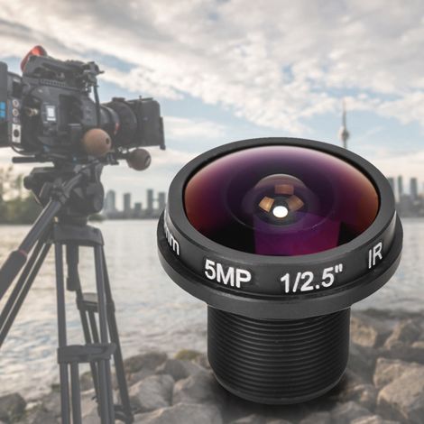 Lentille de Caméra de Sécurité CCTV avec Monture M12 - Lentille Fisheye 1.8mm 180° Grande Angle HD 5MP en Métal Noir (1/5)