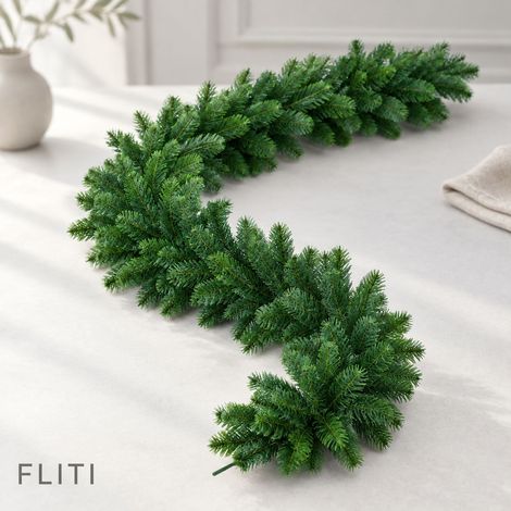 FLITI Guirlande de Sapin Artificielle 270x20cm, Liane de Décoration Dense et Réaliste avec 150 Pointes pour Porte et Rambarde (1/5)