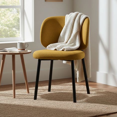 Lot de 2 chaises 49x52x81 cm en tissu moutarde et pieds noir - NERKA (1/3)