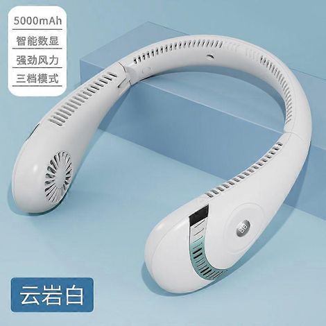 DLM tragbarer Nackenventilator, freihändig, klingenlos, leise und tragbar für den Innen- und Außenbereich, USB-aufladbar, Wolkenweiß, ideal als Geschenk. (1/4)