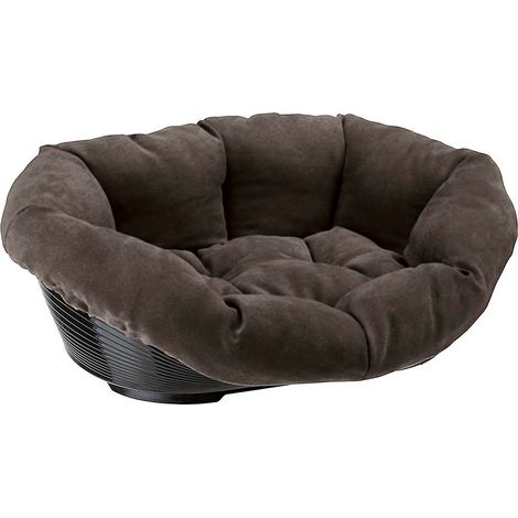 Ferplast SOFA' PRESTIGE Cuccia in plastica per cani e gatti con rivestimento imbottito. Varie misure. Variante SOFA' 4 - Internal size 37 x 24 cm - Misure: 64 x 48 x h 25 cm - Grigio