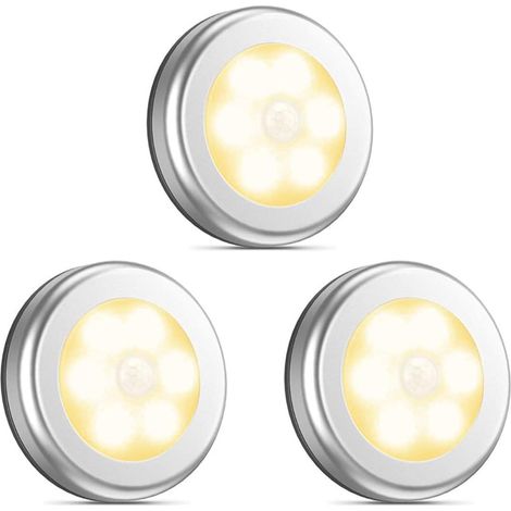 Set di 3 luci notturne a LED con sensore di movimento - Luce notturna per cameretta - Funzionamento a batteria - Sensore wireless - Per bambini e neonati - Luce argento calda (1/5)