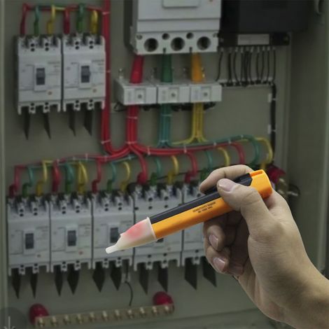 Testeur de tension sans contact, détecteur de voltmètre, 2 boutons, alarme sonore et lumineuse avec LED (1/5)
