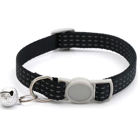 un Collier Pour Chat Noir Rflchissant, Taille Ajustable 119-32cm Collier Pour Animal De Compagnie Avec Boucle De Scurit Et Clochette (1/5)