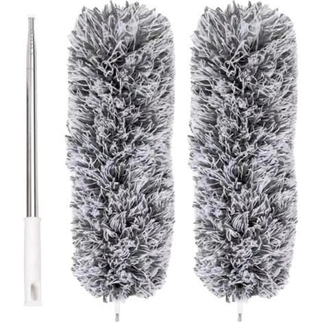 Plumeau Extensible en Microfibre avec Perche télescopique en Acier 110 po et tête Nettoyage Pliable Plumeau Plafond Lavable (1/5)