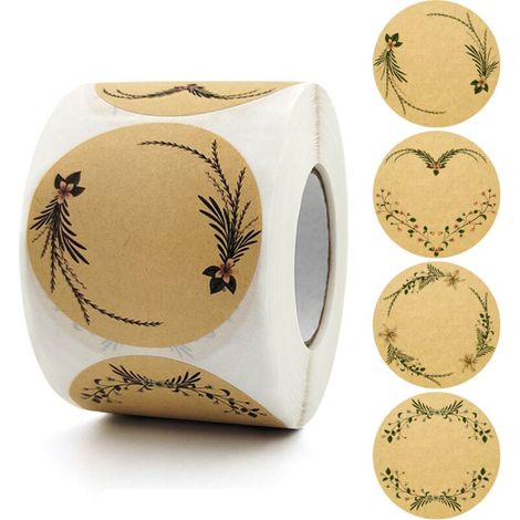 royaluxe - Étiquettes Autocollantes Kraft Rondes, Étiquettes à Confiture de 5 cm, Étiquettes Adhésives Autocollant Papier Kraft Pour Les Cadeaux Enveloppe Baking Épices Étiquette Bocaux (1/5)