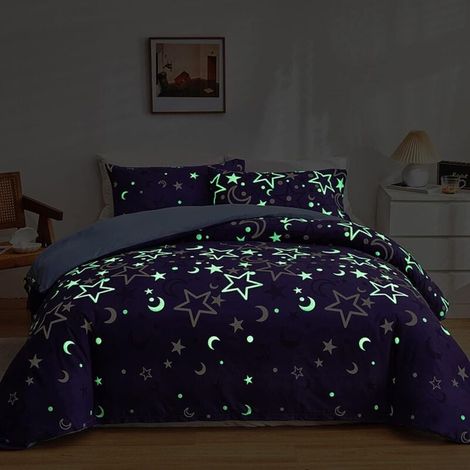 Housse de couette 200x200 cm phosphorescente avec taie d'oreiller 50x75cm (1/4)