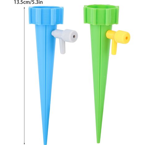 Juego de riego automático de 6 piezas para plantas con estacas ajustables y control de flujo. (1/5)