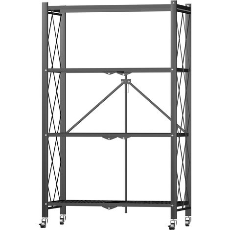 Étagère de Rangement Pliable - HOMEMIYN - 4 Niveaux - Noir - 71x34x121.4cm - Installation Rapide (1/4)