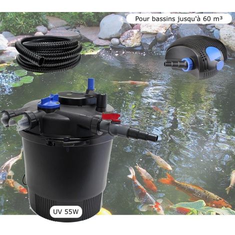 Kit Filtration Pression UV 55W, Pompe, Tuyau, Pour Bassins De 60000 L (1/5)