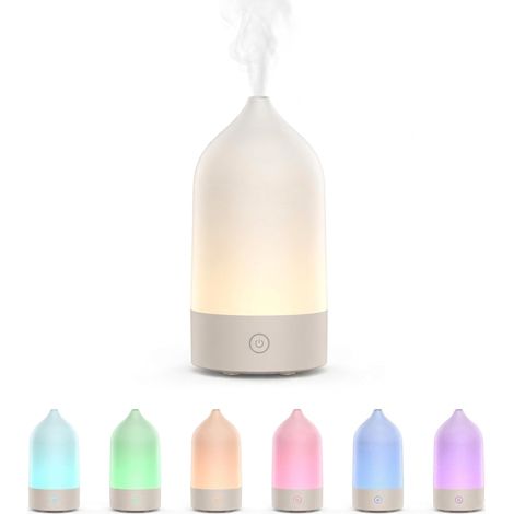 Diffuseur d'huile parfumée avec fonction d'arrêt automatique, 120 ml, éclairage LED 7 couleurs, combinaison ultrasonique d'aromathérapie et humidificateur pour la relaxation et le bien-être (1/5)