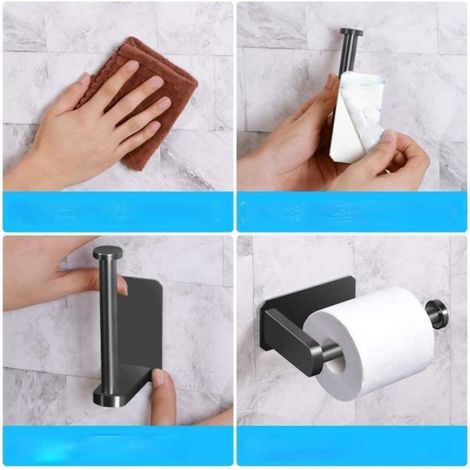 Porte Papier Toilette - Acier Inoxydable - Auto-Adhesif - Design Moderne - Résistant à la Corrosion - 1 Unité (1/4)