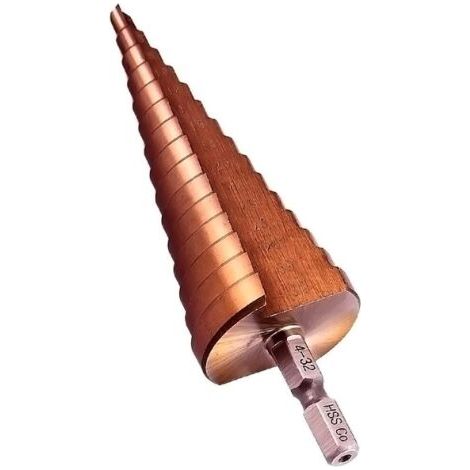 Pair Foret étagé 4-32 mm HSS M35 Cobalt Foret à queue hexagonale Fente droite Grand foret Pagode Alésoir Perçage Contreur (1/4)