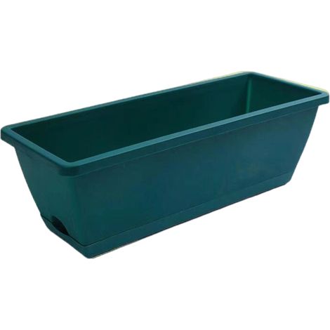 Pot de plantation pour légumes - Pot rectangulaire en plastique de 43 cm (17 pouces) avec drainage et soucoupe, pot paresseux resp (1/5)