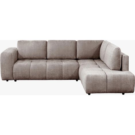 FANY Canapé d'angle convertible en tissu taupe - Angle droit (1/5)