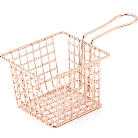 Panier à friture en fonte avec poignée, or rose, pour restaurant et maison. (1/5)