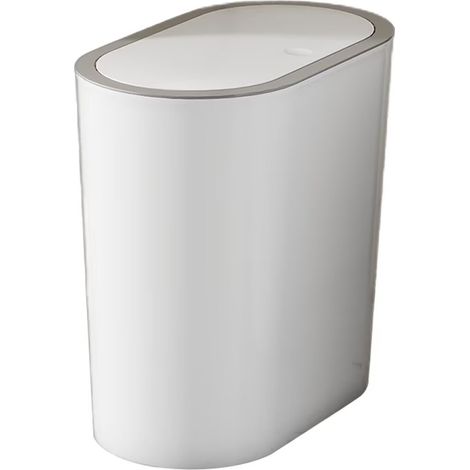 Poubelle Salle Bain avec Couvercle Basculant Design Compact et Moderne Plastique Résistant et Facile à Nettoyer avec Capacité 15L 17 x 31 x 31 cm,Blanc (1/3)