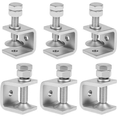 Lot de 6 colliers de serrage en C de 2,3 cm en acier inoxydable 304 pour le travail du bois et le soudage, pince tigre stable à large ouverture pour la construction et la maison (21 mm) (1/5)