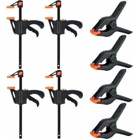 8Pcs Serres Joints Rapide Serre Joint en Forme Pince Ressort Pince de Barre Rapides à Cliquet de Serrage pour Boiseries et D'artisanat Opération à une Main (4 Pouces) (1/5)