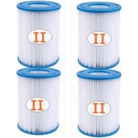 Lot de 4 cartouches filtrantes pour piscine de type II - Pour filtre de type II - Pour 58094
