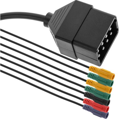 BeMatik - Cable de diagnóstico de 12 pin macho a siete conexiones banana hembra compatible Renault y Bosch KTS