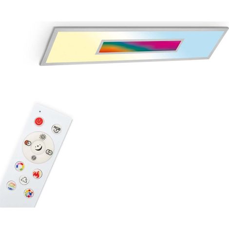 TELEFUNKEN - Pannello LED RGB, plafoniera LED CCT, plafoniera RGB centroluce, effetto arcobaleno, telecomando, dimmerabile, colore argento, 1000x250x65mm