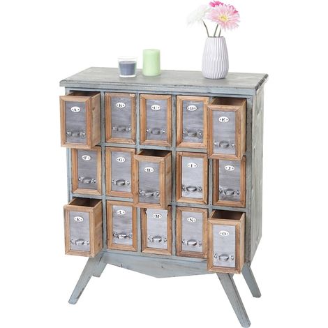 Placard de pharmacien HWC-A43, commode, bois massif de sapin, vintage, style shabby 94x73x32cm (1/5)