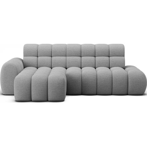 Canapé d’angle convertible tissu KINDO – Avec assise électrique angle gauche-Gris clair-angle gauche (1/5)