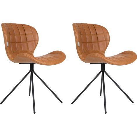Lot de 2 chaises vintage en PU marron - OMG