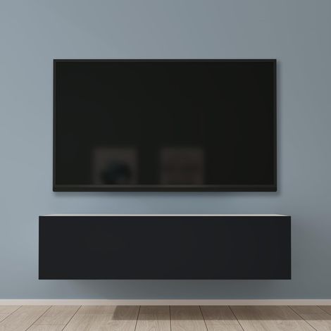Mai & Mai Meuble TV Suspendue Armoire avec Soft-Close Table TV pour le Salon Blanc Mat+Gris Noir 120x40,2x30 cm TC002