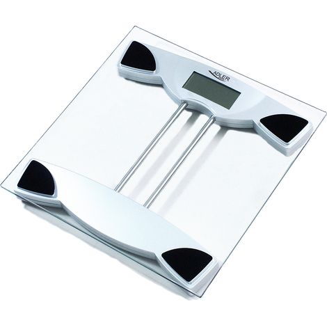 Adler AD 8124 Báscula de Baño Digital Cristal Templado, Alta Medición 150 kg  100 g, Apagado Automático  Transparente