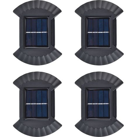 8 LED-Solar-Wandleuchten, weißes Muscheldesign, wasserdichte Außendekoration für Garten und Terrasse, nach oben/unten gerichtete Beleuchtung, 4 Stück mit integriertem Akku (1/5)