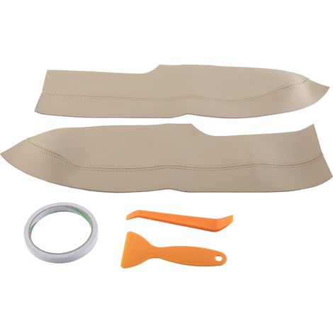 Lot de 2 habillages anti-rayures en microfibre de cuir beige pour appuie-bras de portes avant, compatibles Honda Civic 2005-2011. (1/5)