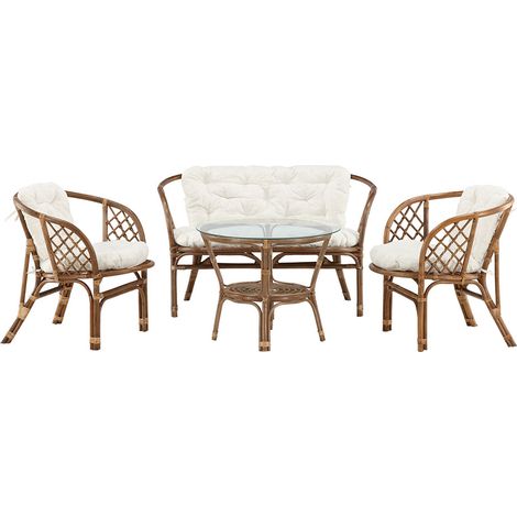 Werasalon 1 canapé, 2 fauteuils, 1 table basse décor noyer.
