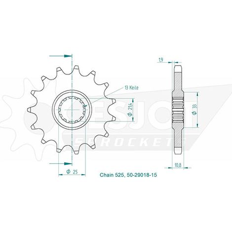 Pignon - 525 - 15 Dents - Made in Germany