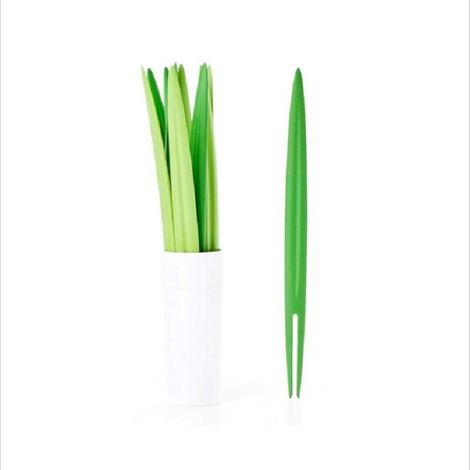Fourchette en Forme de Feuille de Bambou,fourchettes médiators pour la Maison et Le Restaurant, Mignon Dessin animé Nourriture Picks Accessoires de fête, 10 pièces avec fourchettes de Support (1/5)