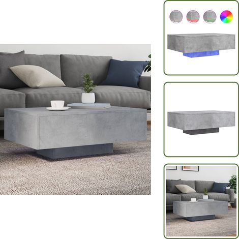 Couchtisch mit LED-Leuchten Betongrau 85x55x31 cm - Couchtisch - Wohnzimmerstil - Holzwerkstoff Möbel - LED Beleuchtung - Grau Sofa Tisch (1/5)