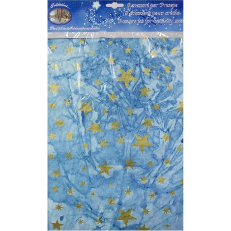 Foglio carta cielo per presepe dipinto a mano con stelle oro 70 × 100 cm (1/2)