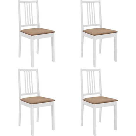 vidaXL Sillas de comedor con cojines 4 unidades madera maciza blanca (1/4)