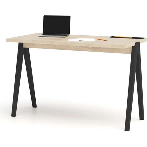 Mesa estudio Mod-635 acabado en color roble combinado con negro, 60 x 120 x 78 cm (fondo x ancho x alto) (1/5)