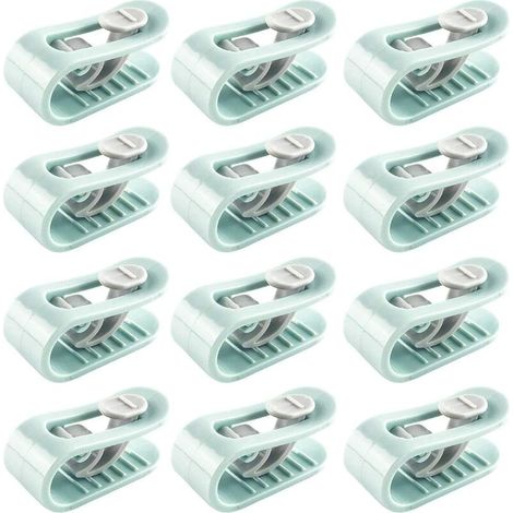 12 Pièces Clip Housse de Couette, Clips de Housse de Couette, Clip Drap de Lit,Anti-dérapant sans Aiguille Clip de Fixation Literie Accessoires (Green) (1/5)