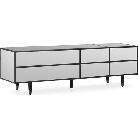Meuble TV miroir noir contemporain - noir et miroir fumé (1/5)