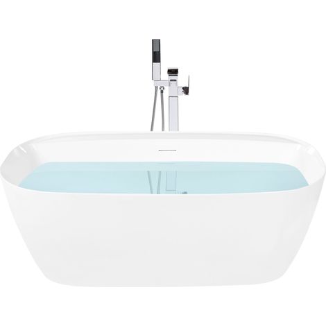 Freestanding Bathtub White Acrylic 1700 x 800 mm Oval Modern Soaking Bath Thin Rim TACUARAL (1/5)
