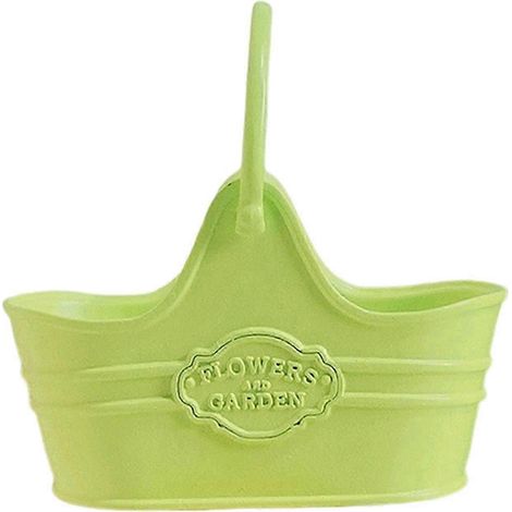 Panier à fleurs miniature en métal, mini panier de pique-nique avec poignées pour maison de poupée-Green (1/5)