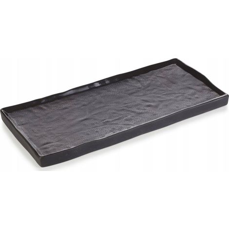 Plato SOLSTICE negro 30x14 cm porcelana decorado a mano (1/3)