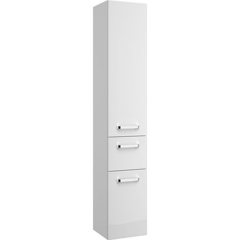 Badezimmer Hochschrank FES-4010-66 in weiß glänzend mit Soft-Close - B/H/T: 30/168/33cm (1/4)