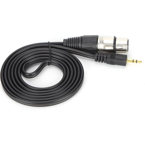 3,5-mm-Klinkenstecker auf XLR-Buchse Mikrofonkabel, schwarzes PVC, 1,5 m / 4,9 ft, für Digitalkameras und PCs (1/5)