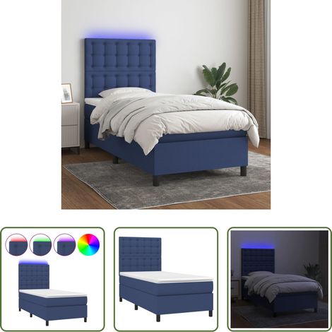 vidaXL LED-Leiste -  Boxspringbett mit Matratze & LED Blau 80x200 cm Stoff (1/5)