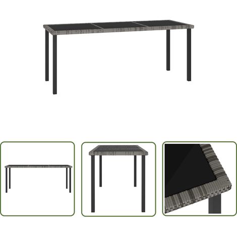The Living Store Garten-Esstisch Grau 180x70x73 cm Poly Rattan - Gartenstuhl - Esstisch - Outdoor Möbel - Terrassenmöbeln - Balkonmöbel (1/5)