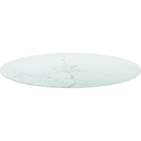Maison Exclusive - Tischplatte Weiß Ø90x1 cm Hartglas in Marmorop (1/4)